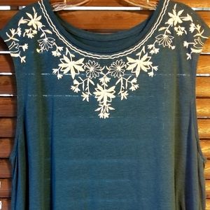 Teal sleeveless knit top, Size 2XL